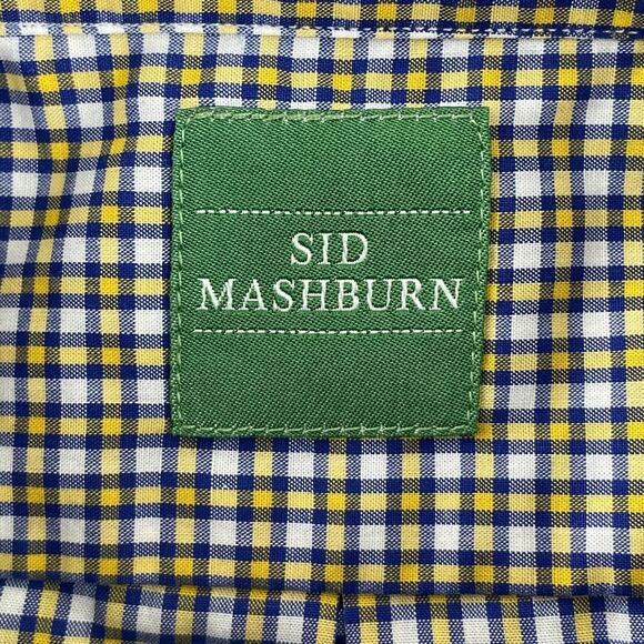 Sid Mashburn Shirt Men Large Yellow Blue Check Long Sleeve Designer Button Down - Picture 2 of 14